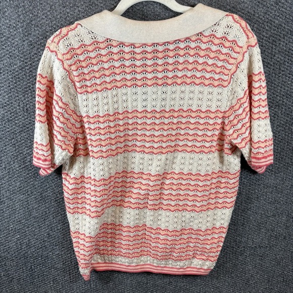 Marine Layer Spencer Polo Sweater Women's Size M Pink Cream NWT $118 - Picture 8 of 8